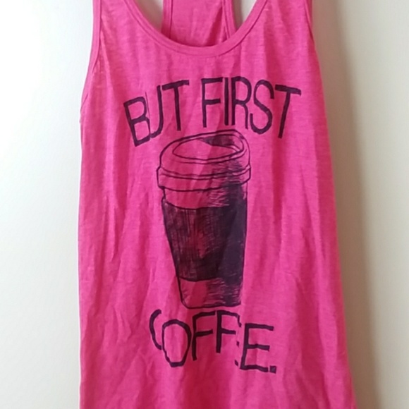 “But First Coffee" Racerback Tank Top - Picture 2 of 4